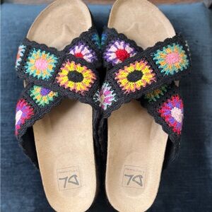 Colorful Embroidered Women's Platform Sandals